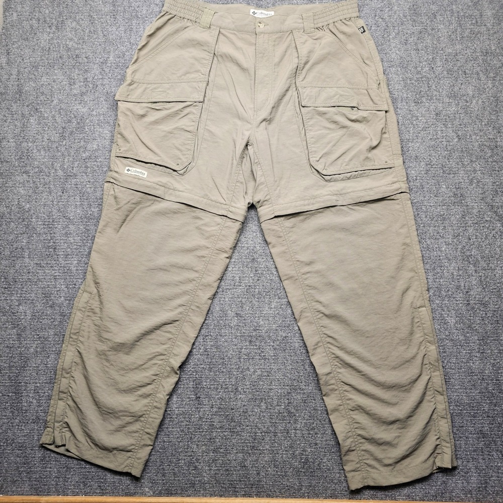 Columbia GRT Mens XL 32 Convertible Cargo Pants Khaki Tan Nylon Hiking TM8250
